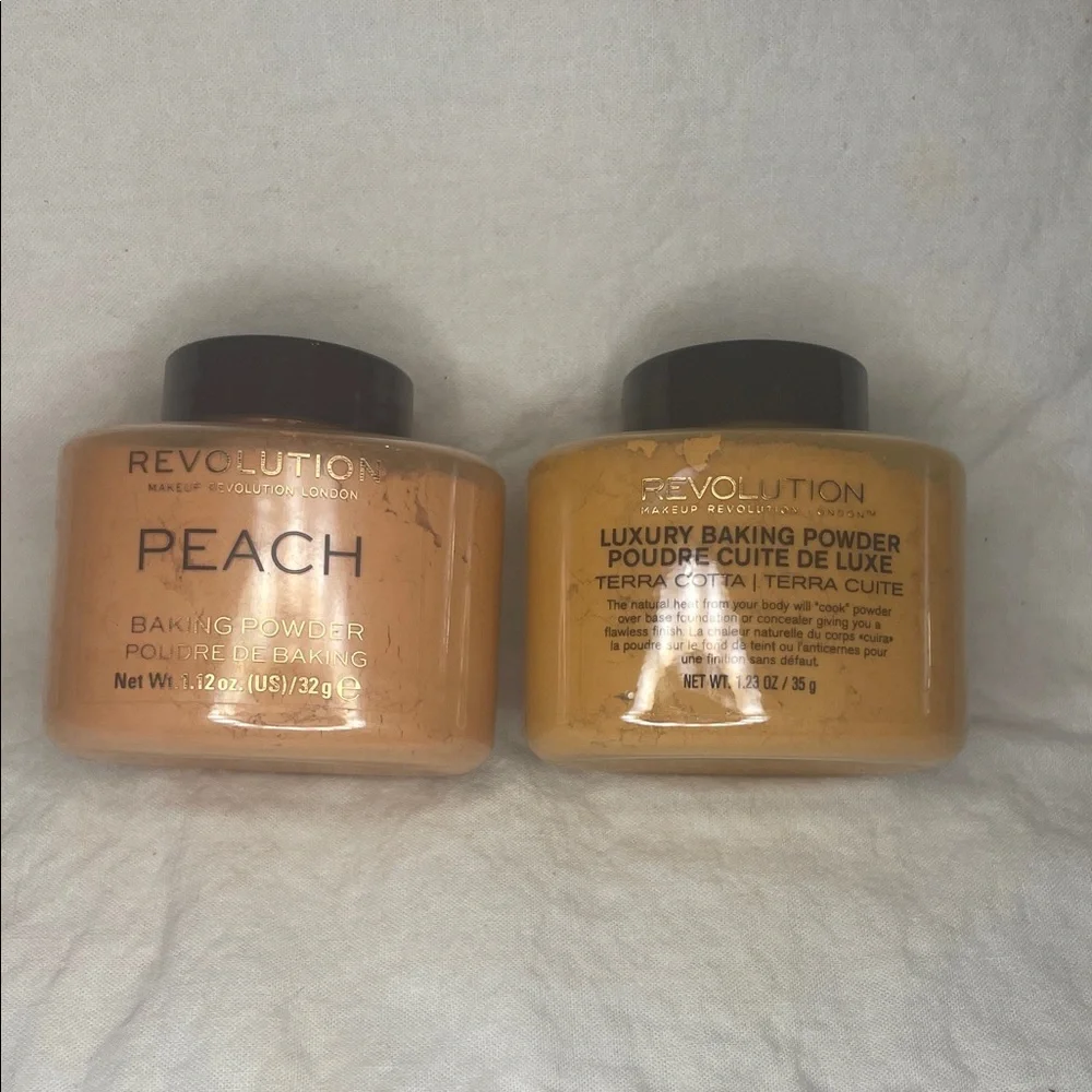 2/$20 Revolution 2 Baking Powders Peach & Terracotta Finish & Set your Look NIP